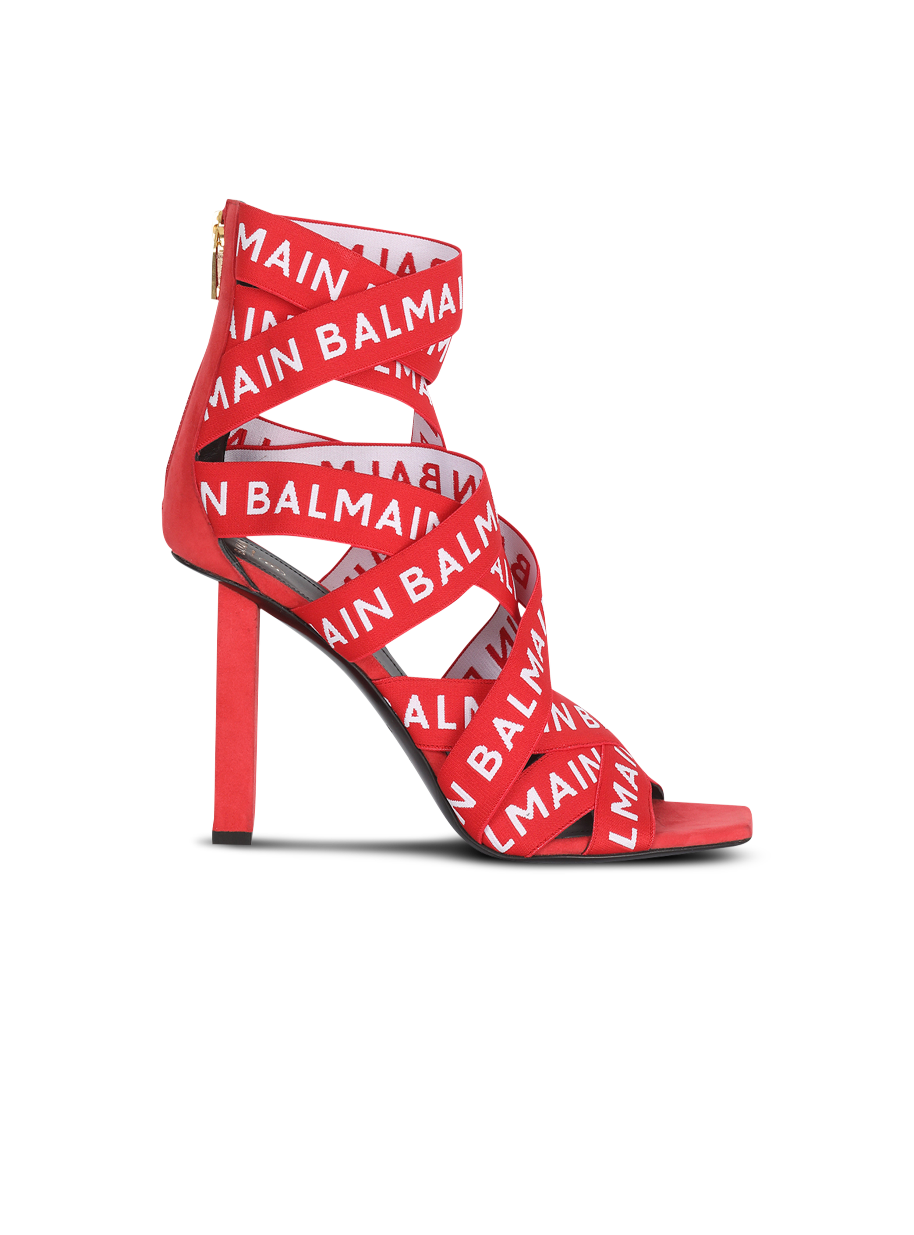 HIGH SUMMER CAPSULE - Union sandals with Balmain logo print, red