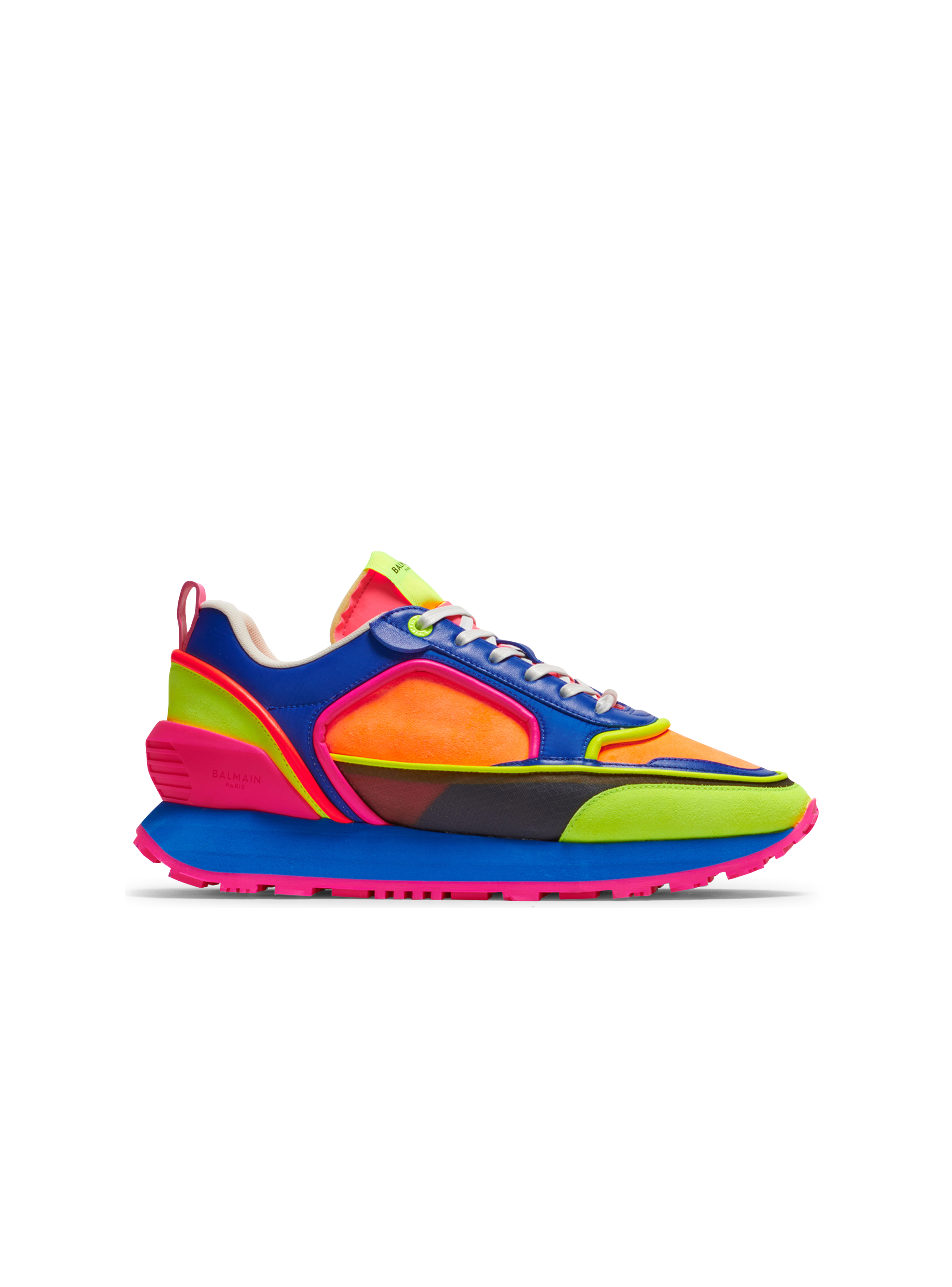 Multicolor suede, nylon and mesh Racer low-top sneakers, multicolor
