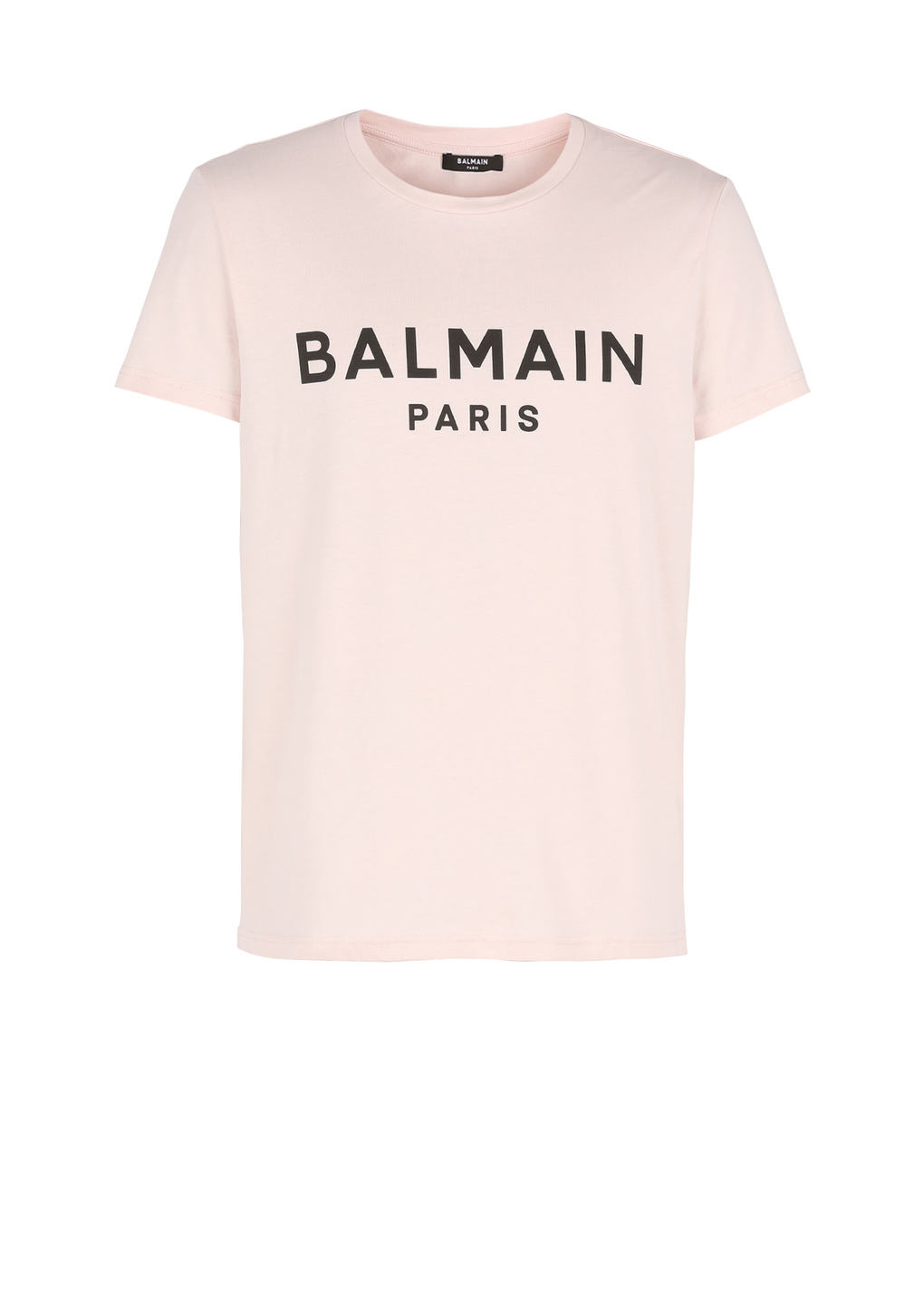 Eco-designed cotton T-shirt with Balmain Paris logo print, pink, hi-res