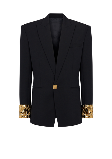 Wool blazer embroidered with pyramid studs