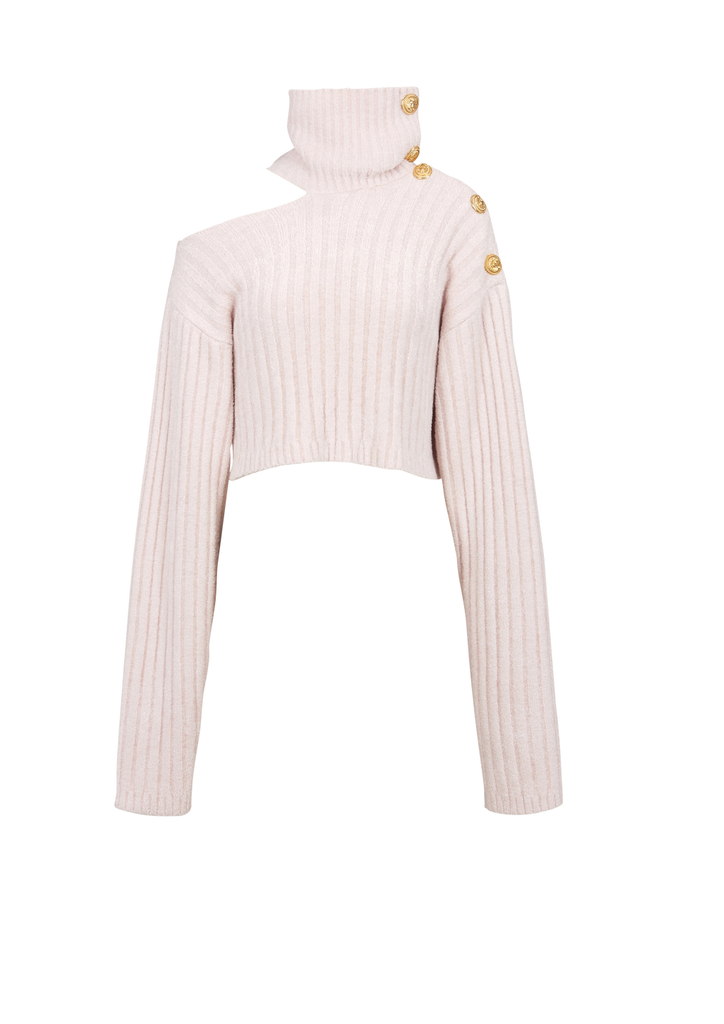 Cropped velvet sweatshirt, pink, hi-res