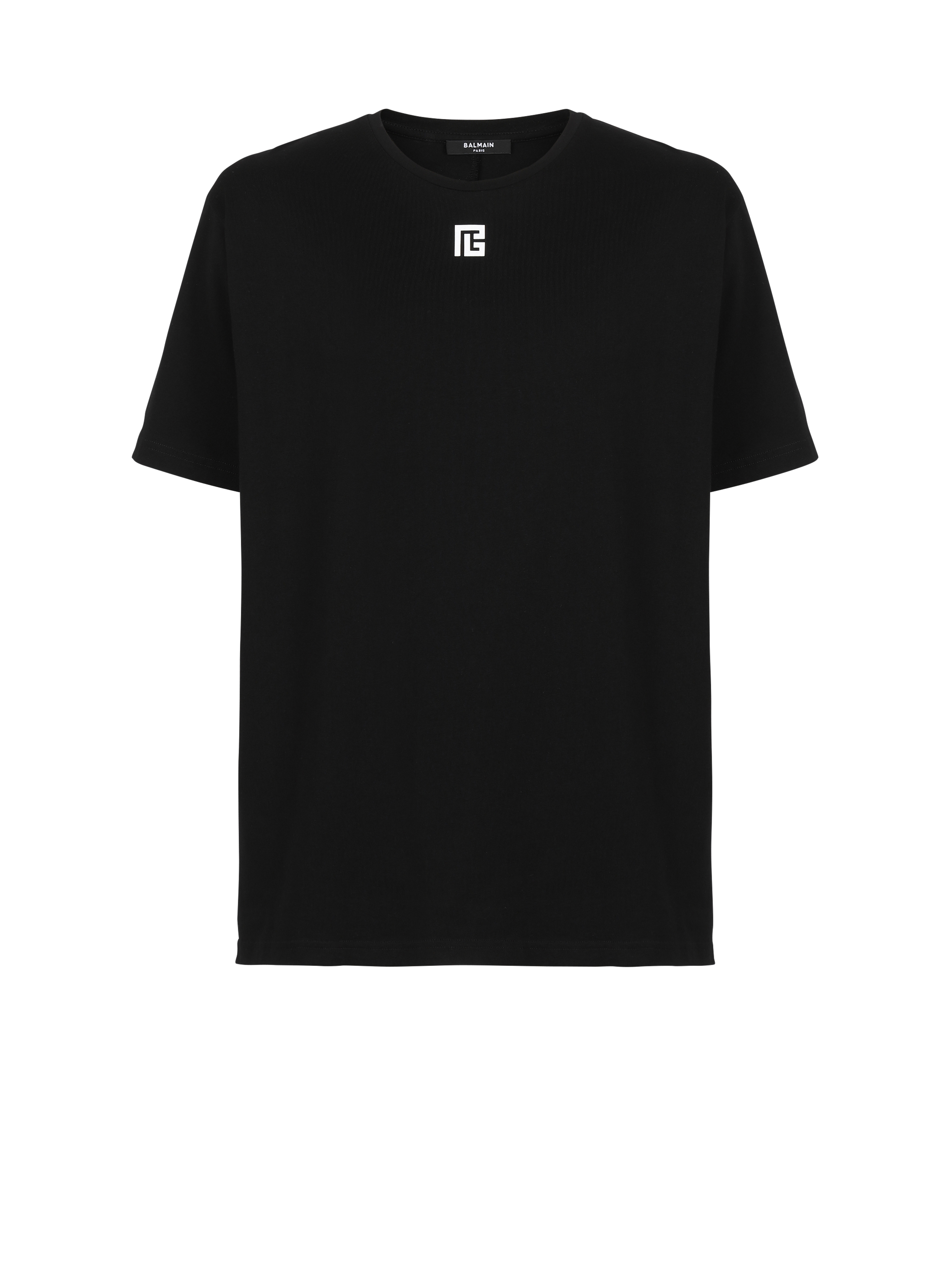 Oversized cotton T-shirt with maxi Balmain logo print, black