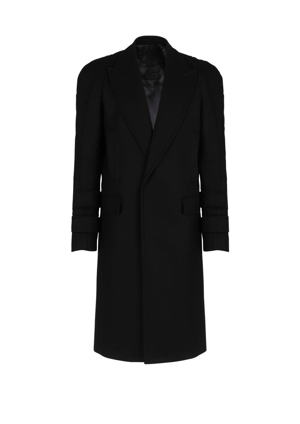 Long wool coat, black, hi-res